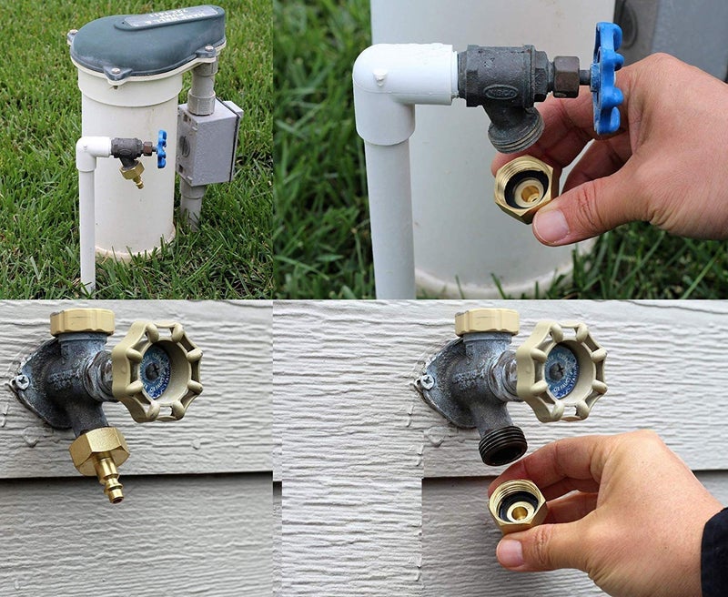 HHYOOSOO Lead-Free Brass Winterize Sprinkler Systems Blowout Plug Quick Connect Air Compressor 1/4" Adapter | Fits Garden Hose 3/4" Threading Water Blowout Adapter Fitting to RV and Campe (2) - Image 3